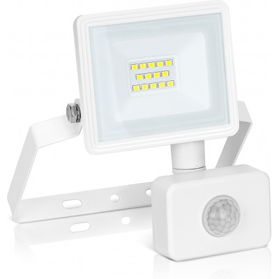 Holofote externo Aigostar 10W 4000K Luz neutra. 15×13 cm. Holofote LED fino com sensor Alumínio e Vidro. Cor branco