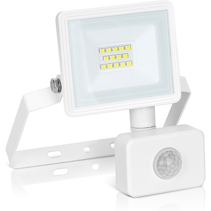 8,95 € Envio grátis | Holofote externo Aigostar 10W 4000K Luz neutra. 15×13 cm. Holofote LED fino com sensor Alumínio e vidro. Cor branco