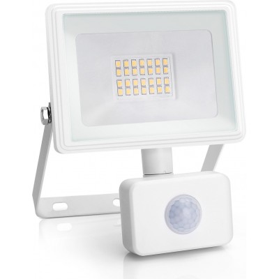 13,95 € Envío gratis | Foco proyector exterior Aigostar 20W 4000K Luz neutra. 16×13 cm. Foco Slim LED con sensor Aluminio y Vidrio. Color blanco