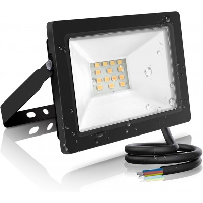 Foco proyector exterior Aigostar 10W 4000K Luz neutra. 12×10 cm. Foco LED extrafino Aluminio y Vidrio. Color negro