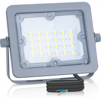 5,95 € Kostenloser Versand | Hochwasser und Scheinwerfer Aigostar 20W 6500K Kaltes Licht. 14×10 cm. Wasserdichter LED-Strahler Aluminium. Grau Farbe