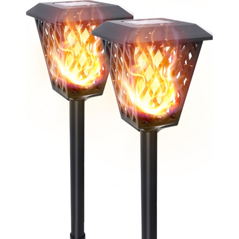 Leuchtfeuer Aigostar 0.3W 1800K Sehr warmes Licht. 70×13 cm. Solar-LED-Lampe. 72 LEDs. Flammensimulation. Automatisches Ein- und Ausschalten. Wasserdicht Pmma und polycarbonat. Schwarz Farbe