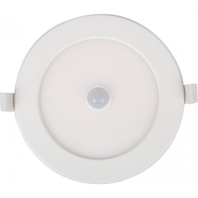 6,95 € Free Shipping | Recessed lighting Aigostar 12W 3000K Warm light. Round Shape Ø 17 cm. Ultra-thin LED downlight with motion detection sensor Aluminum and polycarbonate. White Color
