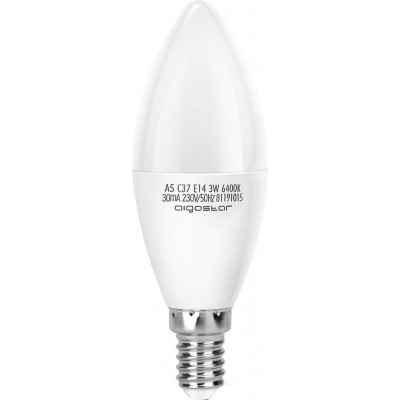 5,95 € Free Shipping | 5 units box LED light bulb Aigostar 3W E14 LED C37 Ø 3 cm. White Color
