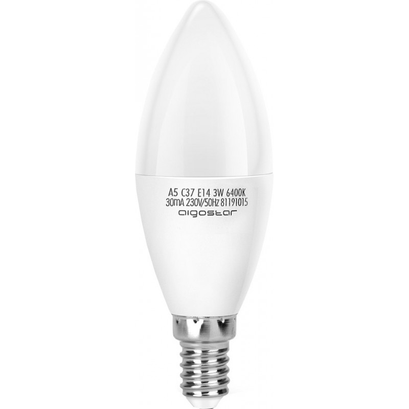 5,95 € Kostenloser Versand | 5 Einheiten Box LED-Glühbirne Aigostar 3W E14 LED C37 Ø 3 cm. Weiß Farbe