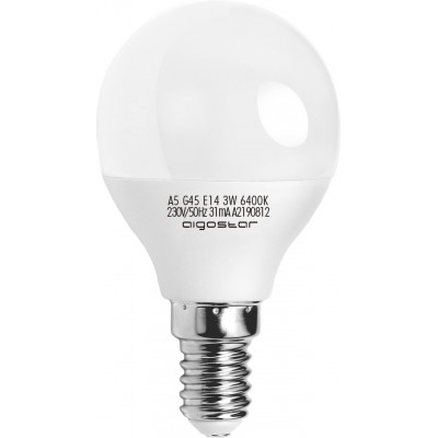 3,95 € Free Shipping | 5 units box LED light bulb Aigostar 3W E14 LED Spherical Shape Ø 4 cm. led balloon White Color