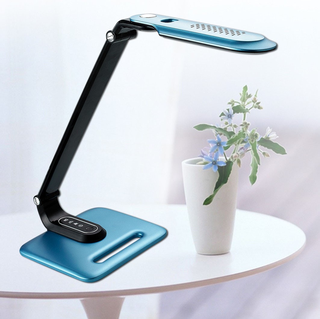 Lampe de bureau Aigostar 8W 62×19 cm. Col de cygne LED Abs. Couleur bleu