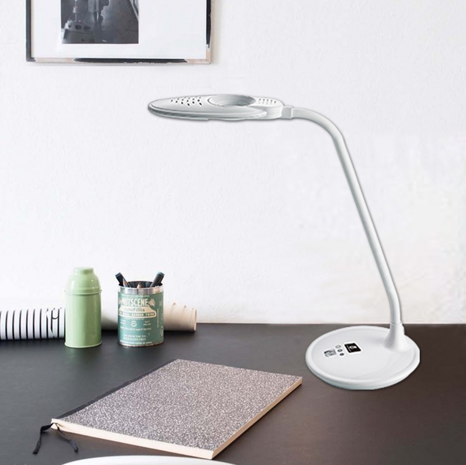 Lampada da scrivania Aigostar 5W 42×15 cm. LED a collo di cigno Abs. Colore bianca