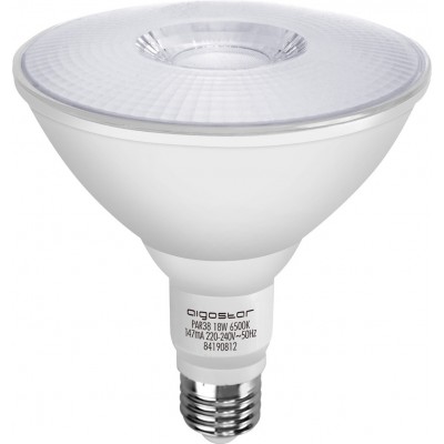5 Einheiten Box LED-Glühbirne Aigostar 18W E27 6500K Kaltes Licht. 14×12 cm. LED-PAR-Lampe Aluminium und Polycarbonat. Weiß Farbe