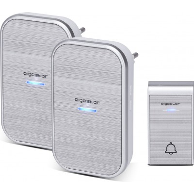5個入りボックス 家庭電化製品 Aigostar 0.6W ACワイヤレスデジタルドアベル ABS そして アクリル. 銀 カラー