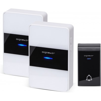 Caja de 8 unidades Electrodoméstico de hogar Aigostar 0.3W Timbre digital inalámbrico DC ABS y Acrílico. Color blanco y negro