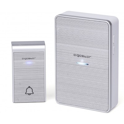 Caja de 8 unidades Electrodoméstico de hogar Aigostar 0.3W Timbre inalámbrico de puerta ABS y Acrílico. Color plata