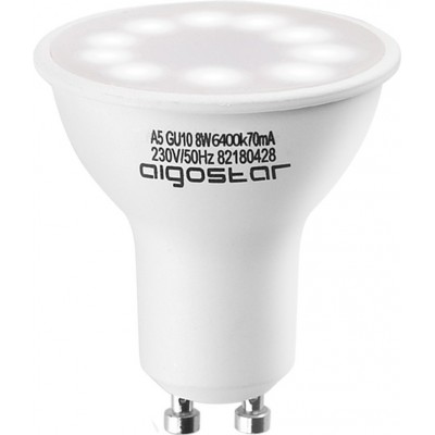 8,95 € 免费送货 | 盒装5个 LED灯泡 Aigostar 8W GU10 LED Ø 5 cm. 白色的 颜色