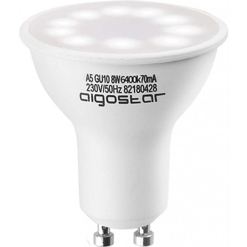 8,95 € Kostenloser Versand | 5 Einheiten Box LED-Glühbirne Aigostar 8W GU10 LED Ø 5 cm. Weiß Farbe