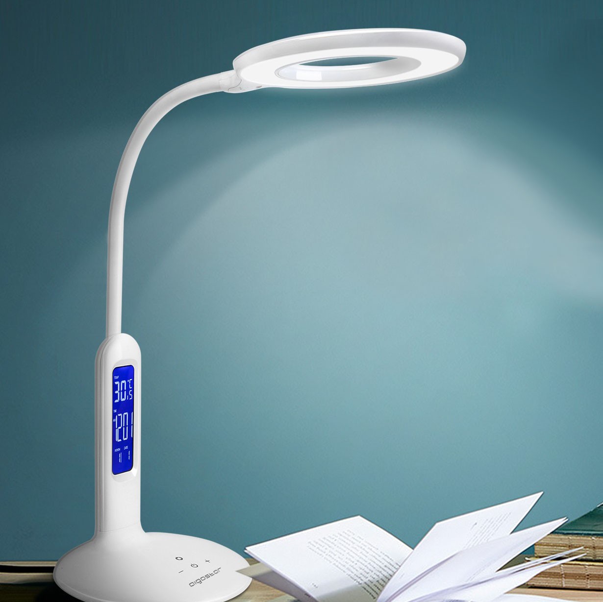 31,95 € Free Shipping | Desk lamp Aigostar 7W 28×16 cm. Dimmable LED table lamp Polycarbonate. White Color