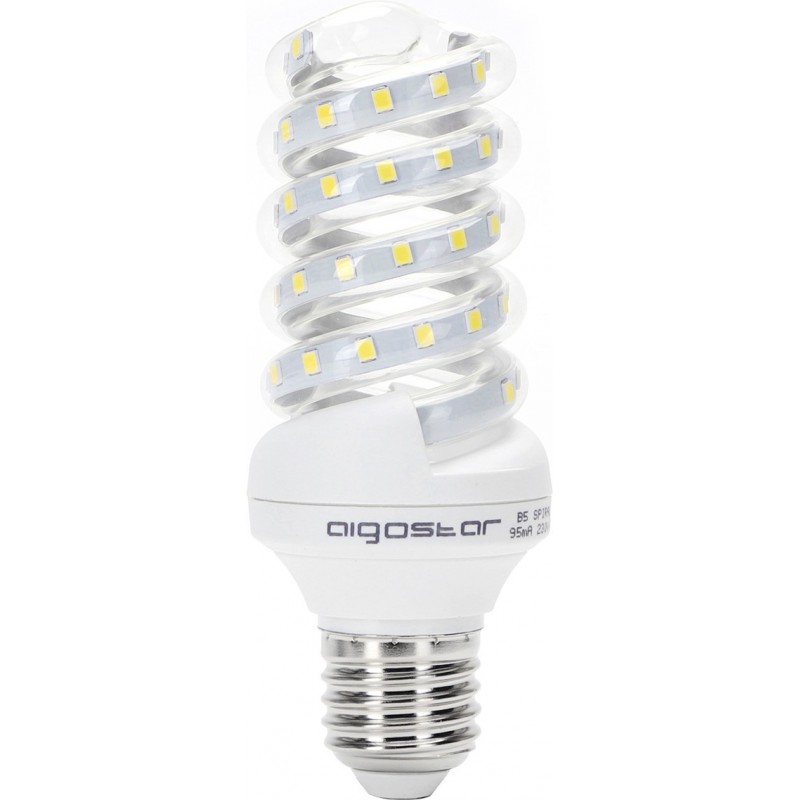 18,95 € Envío gratis | Caja de 5 unidades Bombilla LED Aigostar 11W E27 6400K Luz fría. Ø 4 cm. Espiral LED