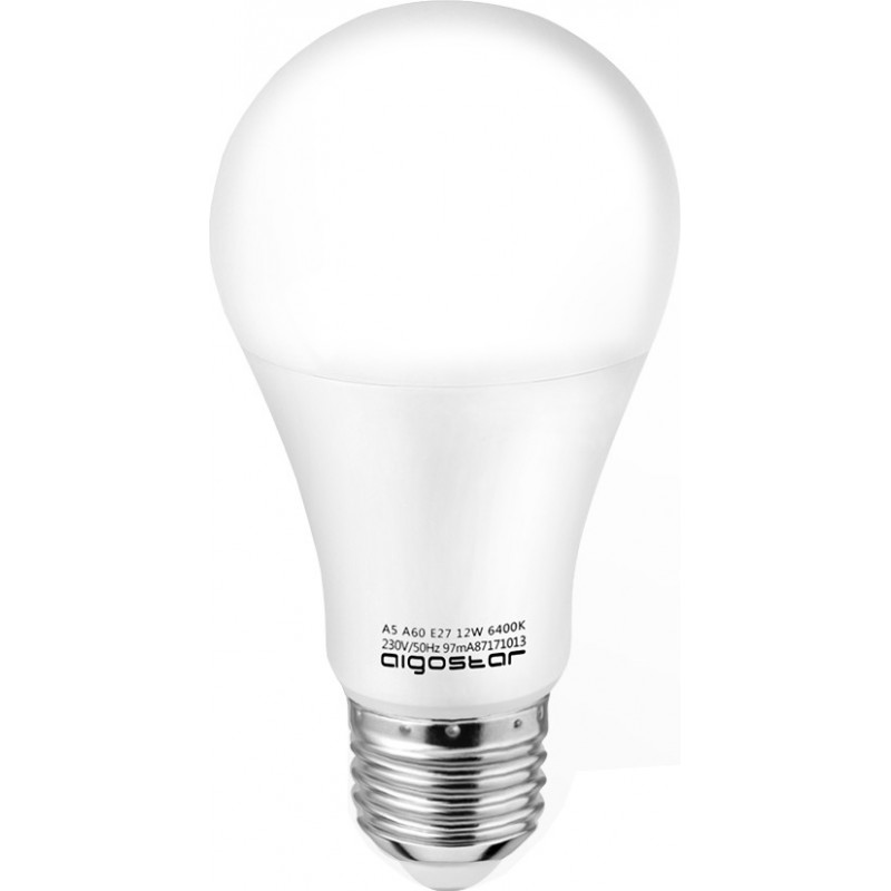 10,95 € Kostenloser Versand | 5 Einheiten Box LED-Glühbirne Aigostar 12W E27 LED A60 Ø 6 cm. Weiß Farbe