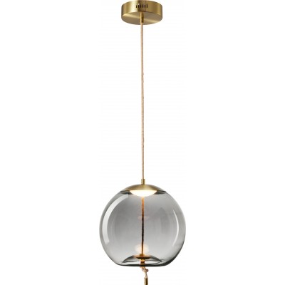 141,95 € Free Shipping | Hanging lamp 18W 4000K Neutral light. Spherical Shape Ø 30 cm. Leather. Gray Color