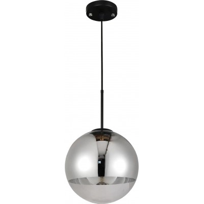 37,95 € Free Shipping | Hanging lamp Spherical Shape Ø 20 cm. Crystal. Gray Color