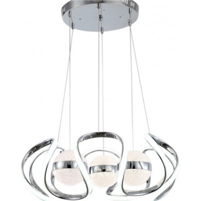 267,95 € Free Shipping | Hanging lamp 107W Round Shape 85×52 cm. Remote control Plated chrome Color