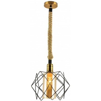 43,95 € Free Shipping | Hanging lamp 60W Ø 20 cm. Crystal and Metal casting. Brown and black Color