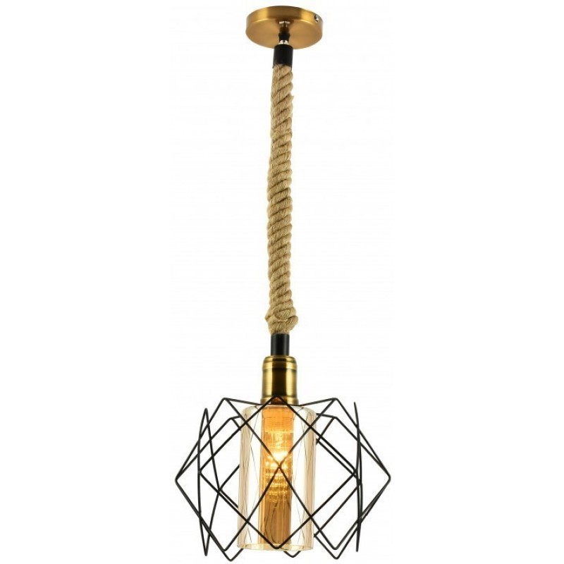 43,95 € Free Shipping | Hanging lamp 60W Ø 20 cm. Crystal and Metal casting. Brown and black Color