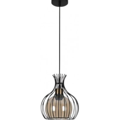 33,95 € Free Shipping | Hanging lamp 60W Spherical Shape Ø 20 cm. Crystal and Metal casting. Brown and black Color