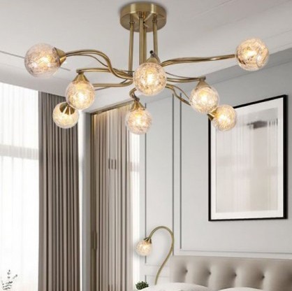 126,95 € Free Shipping | Chandelier 56W 69×51 cm. 8 light points Crystal and metal casting. Brown Color