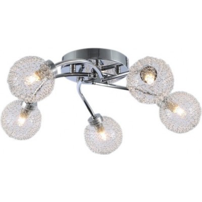 Ceiling lamp 40W 50×50 cm. 5 light points Metal casting. Plated chrome Color