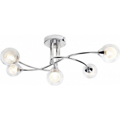 131,95 € Free Shipping | Ceiling lamp 40W 59×33 cm. 5 light points Crystal and Metal casting. Plated chrome Color