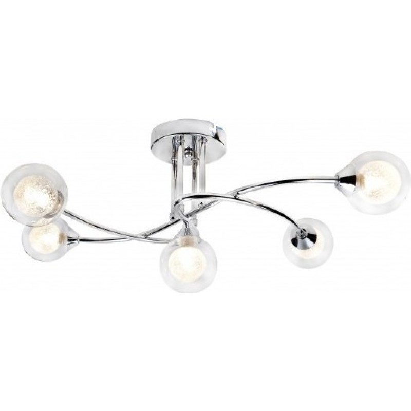 125,95 € Free Shipping | Ceiling lamp 40W 59×33 cm. 5 light points Crystal and metal casting. Plated chrome Color