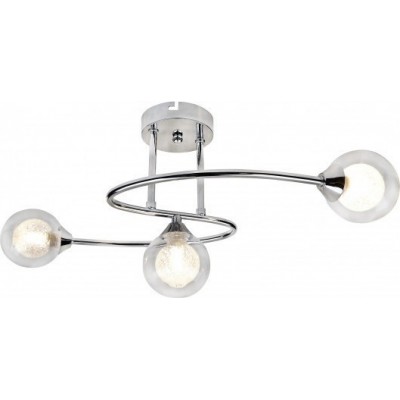 79,95 € Free Shipping | Ceiling lamp 40W 54×27 cm. 3 points of light Crystal and Metal casting. Plated chrome Color