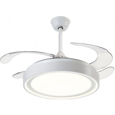 134,95 € Free Shipping | Ceiling fan with light 100W 4 blades. Remote control. Summer and winter function. DC motor Acrylic and Metal casting. White Color