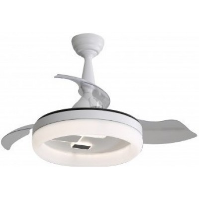 Ceiling fan with light 84W 4 blades. Remote control. Summer and winter function. DC motor Acrylic and Metal casting. White Color