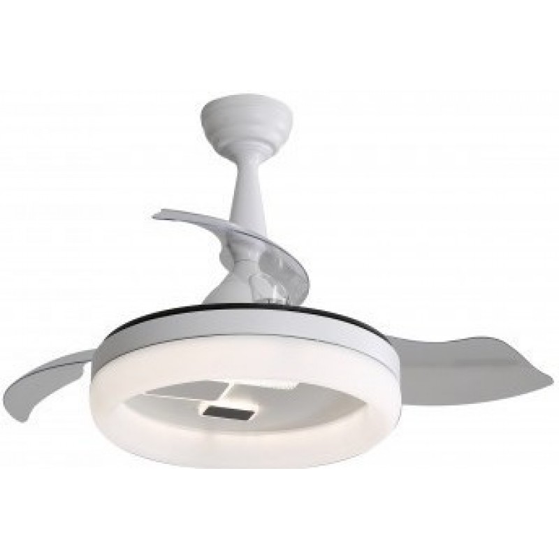 186,95 € Free Shipping | Ceiling fan with light 84W 4 blades. Remote control. Summer and winter function. DC motor Acrylic and Metal casting. White Color