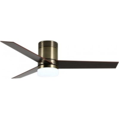 158,95 € Free Shipping | Ceiling fan with light 63W 3 blades. Remote control. Summer and winter function. DC motor Metal casting and Wood. Brown Color