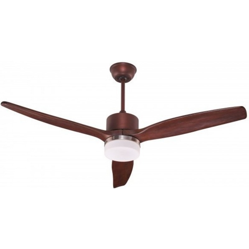 141,95 € Free Shipping | Ceiling fan with light 50W 4000K Neutral light. Ø 122 cm. 3 blades. Remote control. Summer function. AC motor Metal casting and wood. Brown Color
