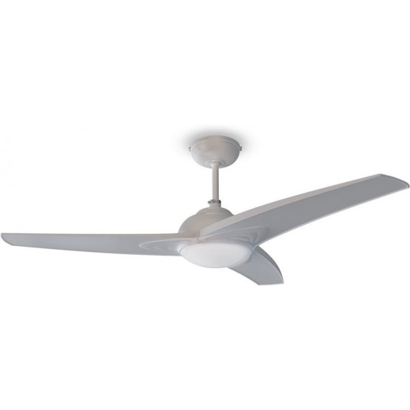 139,95 € Free Shipping | Ceiling fan with light 54W Ø 105 cm. 3 vanes-blades. 3 speeds. Remote control. timer. Winter function. LED lighting Pmma. White Color