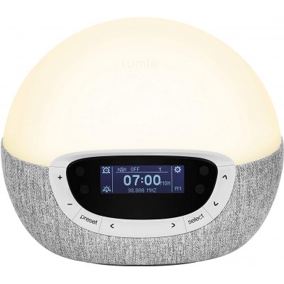 187,95 € Free Shipping | Home appliance Spherical Shape 21×18 cm. Alarm clock with light and radio. Sunset function. 14 sounds Living room, dining room and lobby. Modern Style. PMMA. White Color