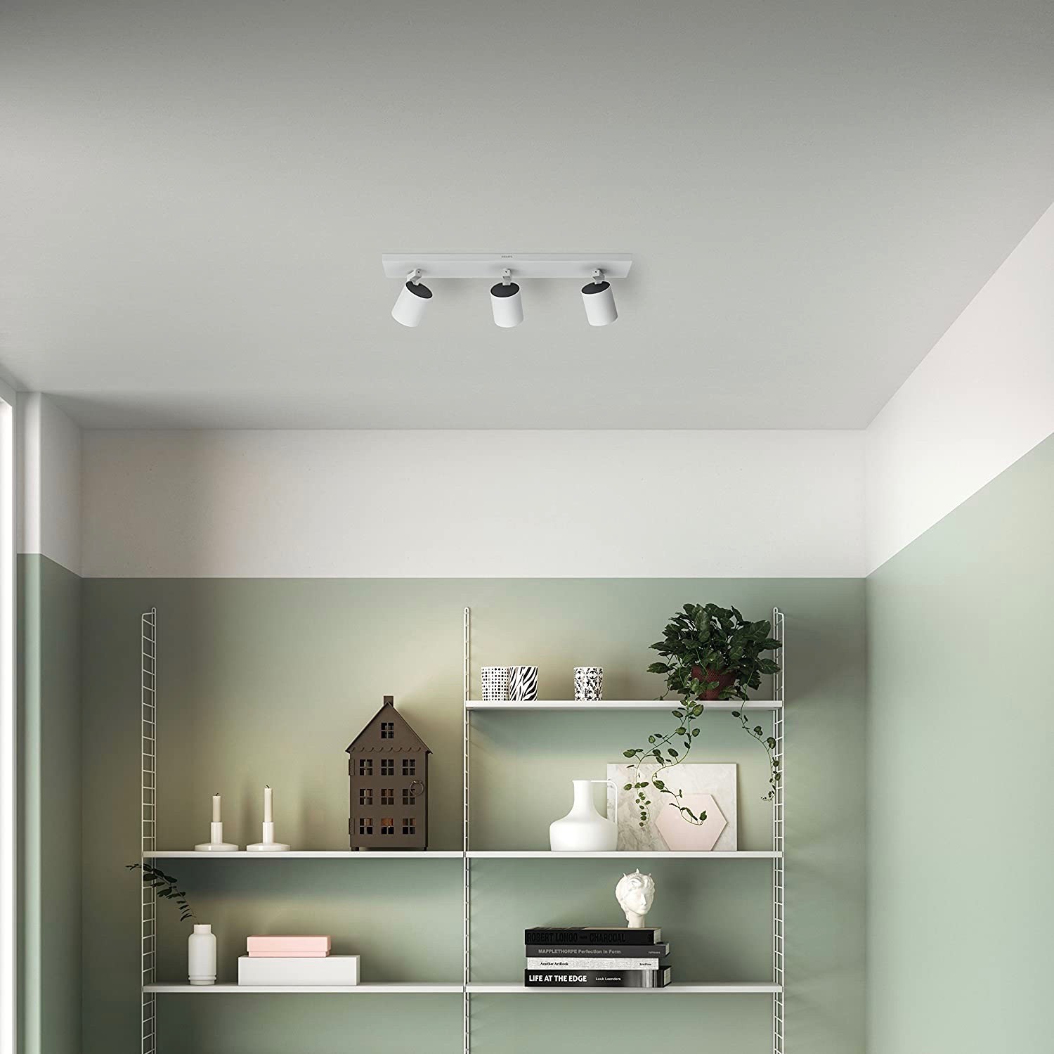 147,95 € Kostenloser Versand | Innenscheinwerfer Philips 3W 48×11 cm. Dreifacher LED-Strahler Metall. Weiß Farbe