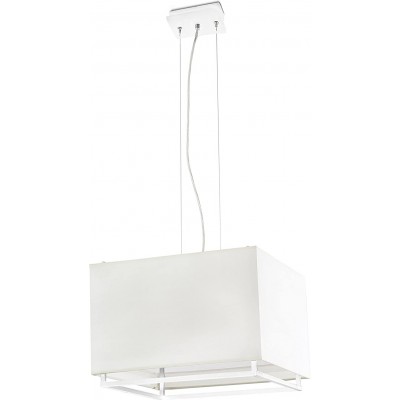 Lámpara colgante 20W Forma Rectangular 153×39 cm. Salón, comedor y dormitorio. Estilo moderno. Aluminio, Metal y Textil. Color blanco