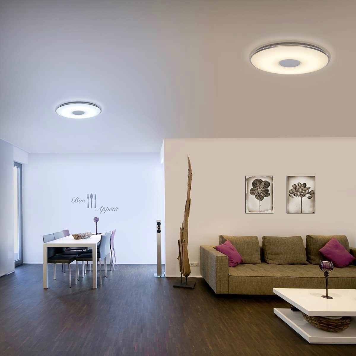 186,95 € Бесплатная доставка | Внутренний потолочный светильник Trio 50W 60×60 cm. Светодиод с дистанционным управлением Акрил и металл. Белый Цвет
