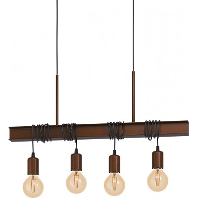 Lámpara colgante Eglo Forma Esférica 110×70 cm. 4 puntos de luz Salón. Estilo vintage e industrial. Metal. Color marrón