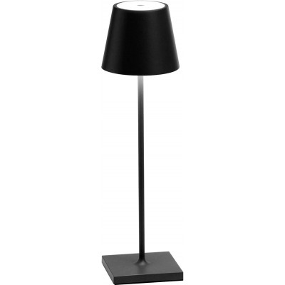 173,95 € Free Shipping | Outdoor lamp Conical Shape 38×11 cm. Dimmable touch LED. Contact charging base Terrace, garden and public space. Aluminum, PMMA and Metal casting. Black Color