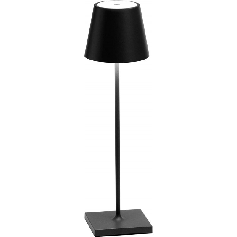 173,95 € Free Shipping | Outdoor lamp Conical Shape 38×11 cm. Dimmable touch LED. Contact charging base Terrace, garden and public space. Aluminum, PMMA and Metal casting. Black Color