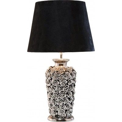 Lampada da tavolo Forma Conica 56×33 cm. Disegno floreale Soggiorno, sala da pranzo e atrio. Stile moderno. Ceramica. Colore nero