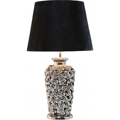 Lámpara de sobremesa 56×33 cm. Diseño floral Cerámica. Color negro
