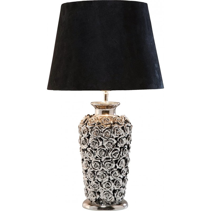 255,95 € Free Shipping | Table lamp Conical Shape 56×33 cm. Floral design Living room, dining room and lobby. Modern Style. Ceramic. Black Color