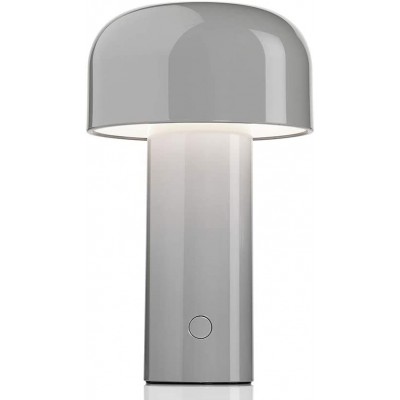 Tischlampe 3W Zylindrisch Gestalten 21×13 cm. Inklusive Batterie Wohnzimmer, schlafzimmer und empfangshalle. Polycarbonat. Grau Farbe