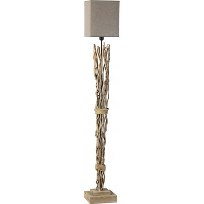 Floor lamp 22W Extended Shape 170×24 cm. Branch shaped design Living room, dining room and lobby. Modern Style. Wood and Textile. Sand Color